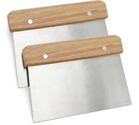 LEOUEANR PÂtisserie 2 pièces avec manche en bois, carte de pâte pour pain, pizza, gâteaux et légumes - Couteau à pâte multifonctionnel pour un traitement sans effort, couper les crabes