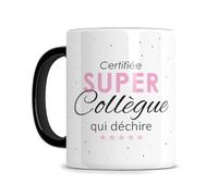 L'épicerie Chérie MUG Certifiee Super Collegue et copine en or - Cadeau collegue de travail - Cadeau collegue femme - collegue de bureau - Céramique 330ml (Collegue Femme)