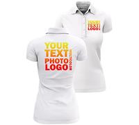 lepni.me Polo Femme Manche Courte Coupe Féminine avec Logo de l'entreprise Personnalisé Devant et Derrière pour Vêtements de Travail d'affaires (L Blanc Multicolore)