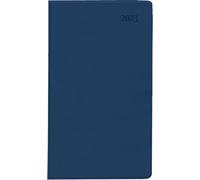 Leporello 501-1015 Agenda de poche en PVC bleu 2023 - Calendrier de bureau 9,5 x 16 cm - 1 mois sur 1 page - Carnet d'adresses séparé - Pliable - Carnet de notes