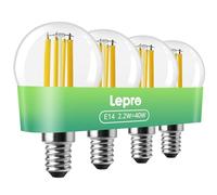 Lepro Ampoules LED E14 P45 470LM, 2.2W ≈ 40W, 2700K, Angle 300°, 4 Pcs Non Dimmable, CRI>80, Blanc Chaud 2700K, Angle 300 °, 2.2W Équivalent 40W, ÉÉco. énerg. > 94 %