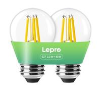 Lepro Ampoules LED E27 G45 470LM, 2.2W ≈ 40W, 2700K, Angle 300°, 2 Pcs Non Dimmable, CRI>80, Blanc Chaud 2700K, Angle 300 °, 2.2W Équivalent 40W, ÉÉco. énerg. > 94 %