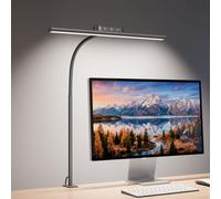 Lepro Lampe de Bureau Pince 11W 5 Modes Couleur 5 Luminosité Gris | Lampe bureau flexible, avec adaptateur, tactile, large plage d'éclairage, confortable pour les yeux