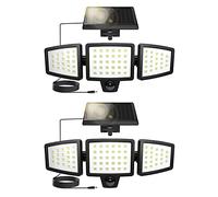 Lepro Lampe Solaire Extérieur avec Détecteur de Mouvement 1200LM 2PCS | 72 LED, 3 Têtes Réglables, Lumière Solaire Extérieure IP65 étanche, Applique Murale 270° Angle 360 Rotative pour Jardin