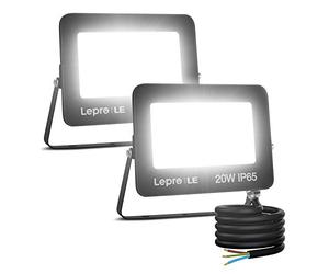 Lepro Lot de 2 spots LED d'extérieur 20 W 1 700 lm Blanc froid 5000 K Angle de faisceau 110° IP65 Projecteur LED extérieur pour jardin, patio, parc, garage