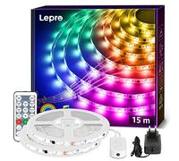 Lepro Ruban LED 15M MagicColor avec Télécommande, Kit de Bande LED Music Sync 6 Modes avec 5050 SMD 150 LEDs, Ruban LED Adhesive Étanche IP65 pour Fête Mariage Soirée Décoration