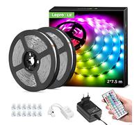 Lepro Ruban LED RGB 15m Multicolore Avec Télécommande | 15m (2x7.5m), 300 LEDs 5050, 12V Adaptateur, découpable, pour décoration d'armoire