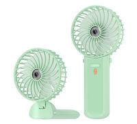 Lepwings Mini Ventilateur Portable USB Rechargeable, 4 Vitesses, Autonomie 5,5-16 Heures, Rotation 180°, Ventilateur de Poche Pliable pour Maison, Bureau, Voyage - Vert
