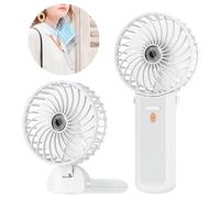 Lepwings Mini Ventilateur Portable USB Rechargeable, 4 Vitesses, Autonomie 5,5-16 Heures, Rotation 180°, Ventilateur de Poche Pliable pour Maison, Bureau, Voyage - Blanc
