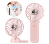 Lepwings Mini Ventilateur Portable USB Rechargeable, 4 Vitesses, Autonomie 5,5-16 Heures, Rotation 180°, Ventilateur de Poche Pliable pour Maison, Bureau, Voyage - Rose