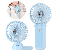 Lepwings Mini Ventilateur Portable USB Rechargeable, 4 Vitesses, Autonomie 5,5-16 Heures, Rotation 180°, Ventilateur de Poche Pliable pour Maison, Bureau, Voyage - Bleu