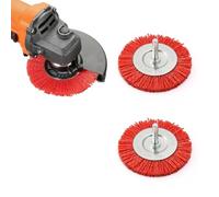 LERANXIN 2 Pièces Brosse Nylon Perceuse, Rond Brosse pour Meuleuse D'angle Ø 75 mm, Rouge Brosses Nylon Circulaire, Brosses Fil Abrasif avec Tige Ø 6 mm, pour Enlever Bavures, Rouille et Peinture