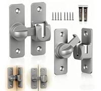 LERANXIN Verrou Porte Coulissante, 2 Paires Loquet-Porte 90/180 Degrés, Alliage D'aluminium Loquet Porte Interieure, Noir Verrouillage-Porte, avec Vis et Adhésif, pour Chambre et Salle de Bain