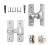 LERANXIN Verrou Porte Coulissante, 2 Paires Loquet-Porte 90/180 Degrés, Alliage D'aluminium Loquet Porte Interieure, Noir Verrouillage-Porte, avec Vis et Adhésif, pour Chambre et Salle de Bain