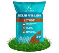 LERAVA® - Engrais Gazon Automne (70m²) - Fertilisant Azoté à Libération Lente - Régénère le Gazon après l’Été - Pelouse Dense, Verte et Résistante - Spécial Soin Automnal