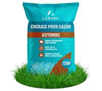 LERAVA® - Engrais Gazon Automne (720m²) - Fertilisant Azoté à Libération Lente - Régénère le Gazon après l’Été - Pelouse Dense, Verte et Résistante - Spécial Soin Automnal