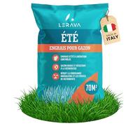 LERAVA® Engrais gazon été (70m²) - Nutrition équilibrée pour pelouse verte et dense - anti mousse gazon granulés riche en azote - Croissance résistance à la sécheresse - Idéal entretien pelouse jardin