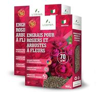 LERAVA® Engrais Rosier et Arbustes à Fleurs (2x800 g) - Engrais Bio Naturel - Favorise Croissance Vigoureuse et Couleurs Éclatantes - Engrais Rosier Extérieur et Plantes Fleuries - 100% Made in Italy