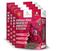 LERAVA® Engrais Rosier et Arbustes à Fleurs (4x800 g) - Engrais Bio Naturel - Favorise Croissance Vigoureuse et Couleurs Éclatantes - Engrais Rosier Extérieur et Plantes Fleuries - 100% Made in Italy
