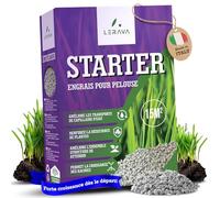 LERAVA STARTER engrais gazon (15 m²) - favorise la croissance des racines - idéal avec semences de gazon - renforce la résistance du gazon - engrais pelouse pour implantation et printemps