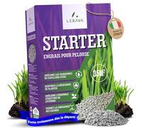 LERAVA STARTER engrais gazon (35 m²) - favorise la croissance des racines - idéal avec semences de gazon - renforce la résistance du gazon - engrais pelouse pour implantation et printemps