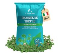 LERAVA® Trèfle blanc (50 m²) - Fixateur d’azote naturel - Couverture strisciante I Améliore la fertilité du sol - Pour pelouses et jardins
