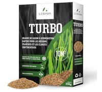 LERAVA® Turbo gazon à semer pousse rapide - (10m²) - pelouse à semer pour ombre et zones fraîches - 98% pureté - pelouse rustique vert vif - semence gazon résistante