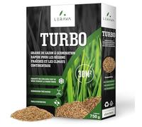 LERAVA® Turbo gazon à semer pousse rapide - (30m²) - pelouse à semer pour ombre et zones fraîches - 98% pureté - pelouse rustique vert vif - semence gazon résistante