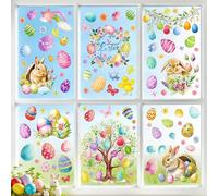 LERKNVOE Autocollants pour Fenêtre Pâques 9Pcs Electrostatique Stickers Fenetre Lapins Stickers Vitre Autocollants Décoratifs pour Fenêtre Paques Printemps Été