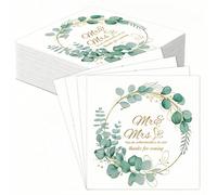 LERKNVOE Lot de 40 Serviettes de Table en Papier Mariage, Design Bohème avec Motif Eucalyptus Végétal Décorées pour Mariage, Fête, Réception, Photocall, EVJF, Cocktail, Décoration de Table, 33x33cm