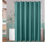 Lerores Rideau de douche 180 x 200 cm - Motif gaufre - Vert algues - Ourlet lesté - Textile anti-moisissure - Imperméable - Lavable - Tissu polyester - Pour salle de bain, baignoire avec 12 anneaux de
