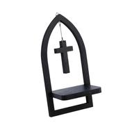 Lerpwige Étagère Murale Gothique en Bois avec Accent Central, étagère Murale Noire pour Salon, Chambre à Coucher, décoration intérieure, décoration Sombre, Centrale en Bois, compacte, entrée, à