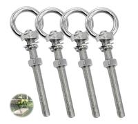 leruiyezs 4pcs Piton À Visser M10 Anneau De Levage M10 Crochet À Œil En Acier Inoxydable Charge Lourde Pour Suspension Hamac Chaise Suspendue Balançoire Fixation (Vis à œillet machine - M10 x 100 mm)