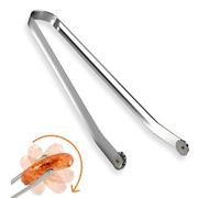 leruiyezs Pince Barbecue Inox à Roulette,36cm,Manche Résistante pour Retourner Viandes,Saucisses,Bacon et Légumes lors des Grillades en Extérieur,Pince à Saucisse à Roulettes en Acier Inoxydable