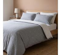 LERUUM Housse de Couette 200x200 Coton Parure de Lit 2 Personnes 2 Taies d'oreiller 65x65 Rayée Blanche Gris - Housse de Couette avec Rabat au Pied