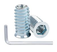 Leryati Insert Fileté Bois M8 x 20mm, 40 Pièces Insert M8 écrou Zinc | Ecrou Hexagonal, Douille Filetée Inserts a Visser Écrous à Visser Fileté, Manchons à Visser Vis Tête Insert Bois