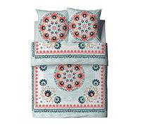 Les Ateliers du Linge - Parure Camélia pour lit Double - Housse de Couette 260x240 cm et 2 taies d'oreiller 63x63 cm - 100% Coton - Motif imprimé Fleuri