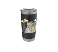 Les célèbres bâtiments de Paris - la tour Eiffel - le Louvre Gobelet isotherme en acier inoxydable double paroi