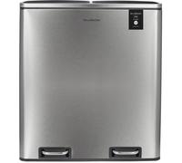 Les Collectors Poubelle à pédale en inox brossé N°904 Capacité 60 L, 2 compartiments 30 L, Résistante, Cuisine, Seau amovible, Recyclage, Tri sélectif, Fermeture silencieuse du couvercle