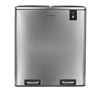 Les Collectors Poubelle à pédale en inox brossé N°904 Capacité 60 L, 2 compartiments 30 L, Résistante, Cuisine, Seau amovible, Recyclage, Tri sélectif, Fermeture silencieuse du couvercle