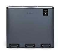 Les Collectors Poubelle à pédale N°984 Capacité 54 L, 3 compartiments 18 L, Résistante, Cuisine, Seau amovible, Recyclage, Tri sélectif, Fermeture silencieuse du couvercle, Gris foncé