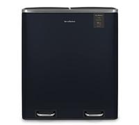 Les Collectors Poubelle de tri à pédale N°908 – Acier inoxydable 2×30L, seaux amovibles – Bleu nuit