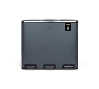 Les Collectors Poubelle à pédale N°984 Capacité 54 L, 3 compartiments 18 L, Résistante, Cuisine, Seau amovible, Recyclage, Tri sélectif, Fermeture silencieuse du couvercle, Gris foncé