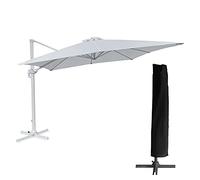 Happy Garden Parasol déporté MOLOKAI rectangulaire 3x4 m blanc avec housse