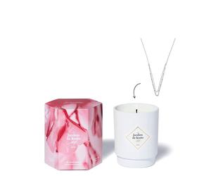 Les Jardins de Kyoto Bougie Fleur de Cerisier avec Bijou - Collier Argent - 250g