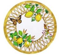 Les Jardins de la Comtesse - Assiette a dessert plate en melamine 23 cm imprime citron Blanc, Vert, Jaune G