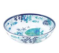 Les Jardins de la Comtesse - Assiette Creuse idéale en Assiette à Soupe ou Pâtes - Mélamine - Caraïbes - Ø 19 cm - Bleu Mer et Poissons - Collection de Vaisselle Quasi-Incassable MelARTmine