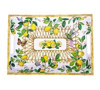 Les Jardins de la Comtesse - Grand Plateau à Service Rectangulaire avec des poignées en Mélamine - Capri - 50 cm - Citrons jaunes - Vaisselle Quasi-Incassable MelARTmine