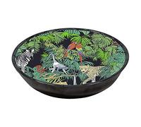 Les Jardins de la Comtesse - Grande Assiette Creuse en Mélamine Pure/Assiette à Soupe ou Pâtes/Petit Saladier Noir-Vert du Service de Table Jungle - Collection Vaisselle MelARTmine - Ø 23 cm