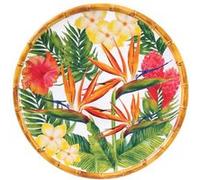 Les Jardins de la Comtesse - Grande assiette plate en melamine imprime de fleurs exotiques O 28 cm Vert, orange G